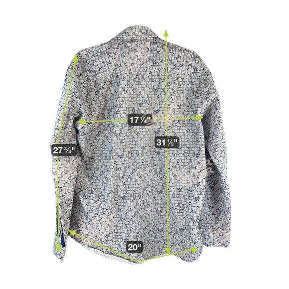 Bugatchi Mens Shaped Fit Long Sleeve Button-Up Shirt Blue White Geometric Print - Picture 6 of 8